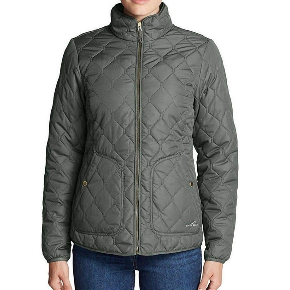Eddie Bauer Women's‎ Year Round Quilted Full Zip Field Jacket Olive Green XL